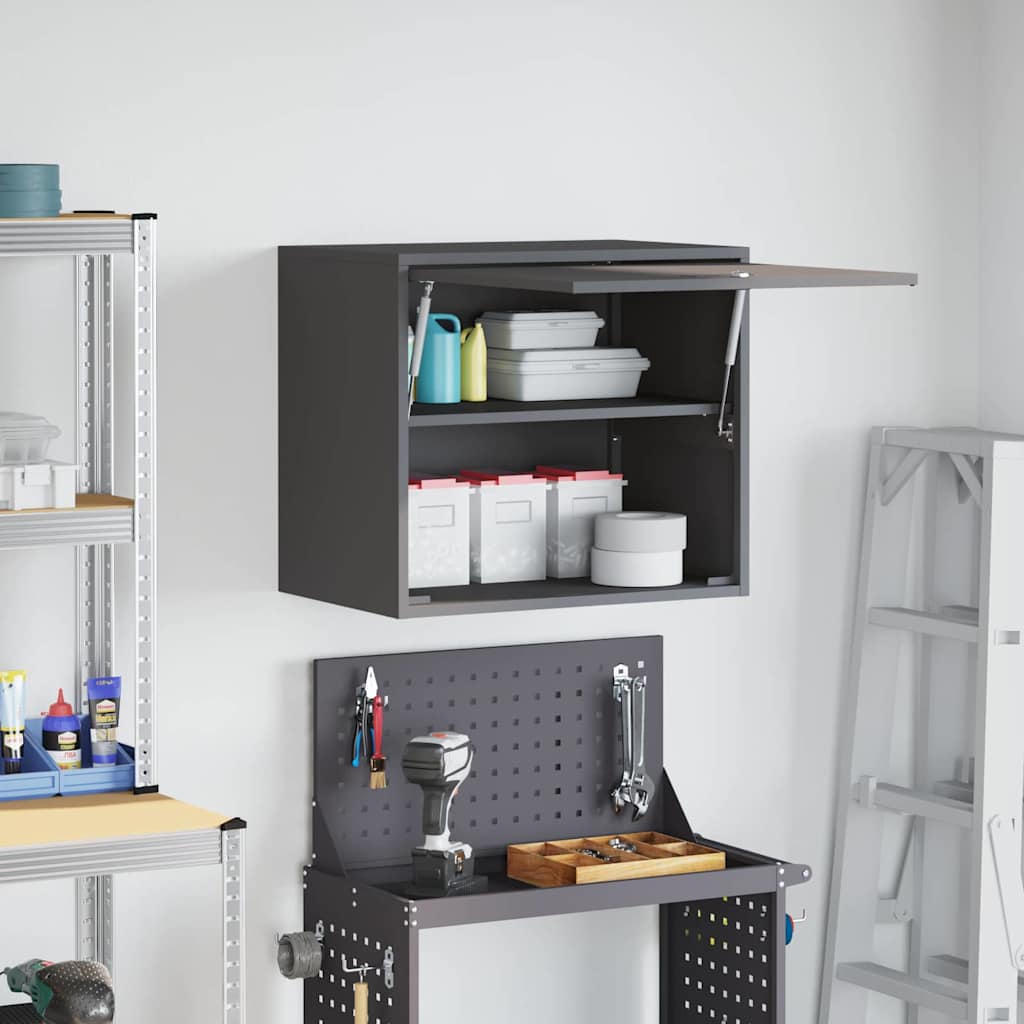 vidaXL Wall Cabinet for Garage with Gas-lift Door Black 4