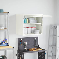 vidaXL Wall Cabinet for Garage with Gas-lift Door White 4