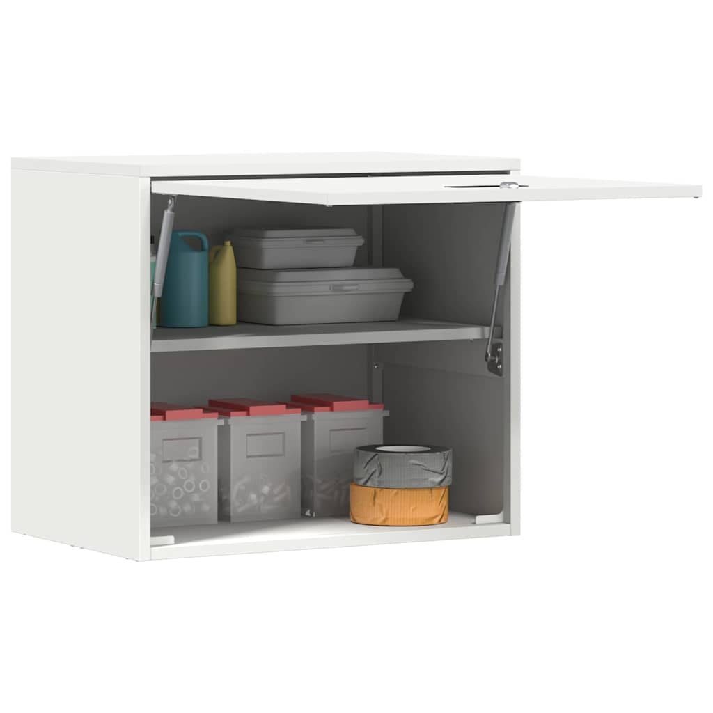 vidaXL Wall Cabinet for Garage with Gas-lift Door White 3