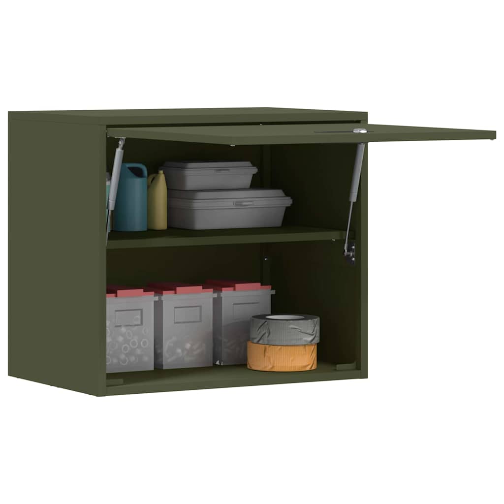 vidaXL Wall Cabinet for Garage with Gas-lift Door Olive green 3