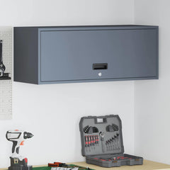 vidaXL Wall Cabinet for Garage with Gas-lift Door Anthracite 1