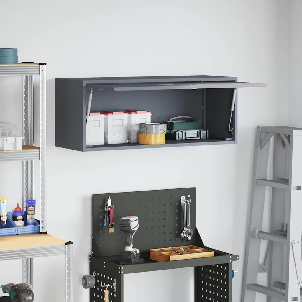 vidaXL Wall Cabinet for Garage with Gas-lift Door Anthracite 4
