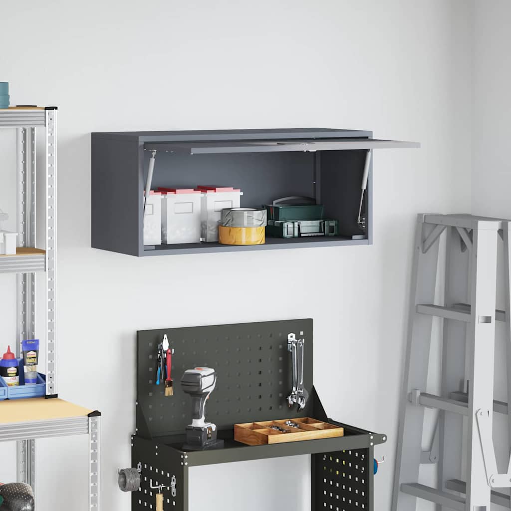 vidaXL Wall Cabinet for Garage with Gas-lift Door Anthracite 4