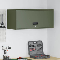 vidaXL Wall Cabinet for Garage with Gas-lift Door Olive green 1