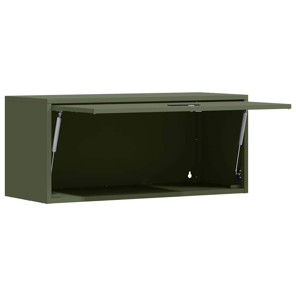 vidaXL Wall Cabinet for Garage with Gas-lift Door Olive green 5