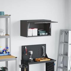 vidaXL Wall Cabinet for Garage with Gas-lift Door Black 4