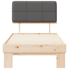Bed Frame with Upholstered Headboard Length 200 cm Natural and Dark Grey 90 cm