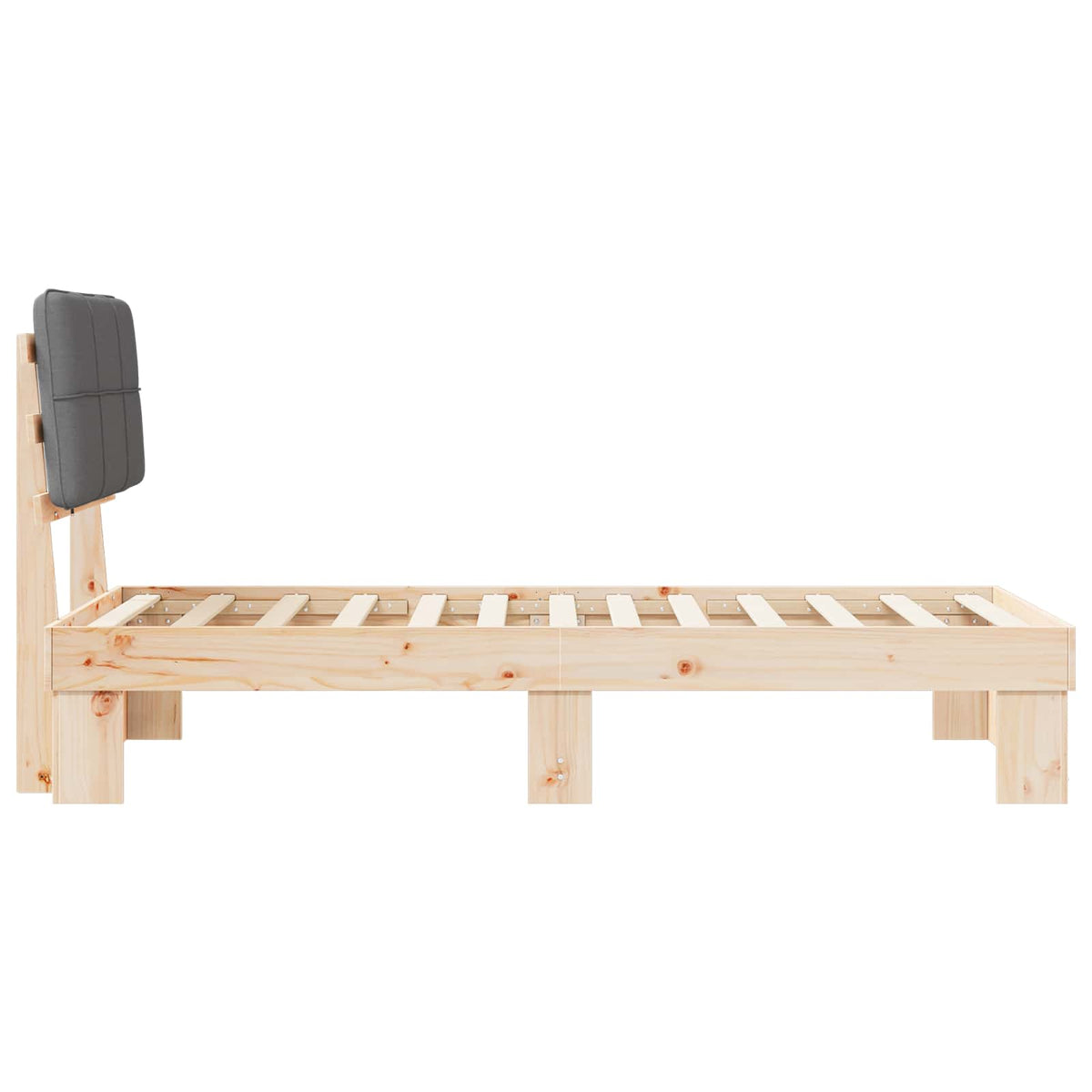Bed Frame with Upholstered Headboard Length 200 cm Natural and Dark Grey 90 cm