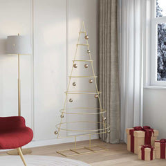 vidaXL Metal Christmas Tree with Stand Gold 180 cm Powder-coated steel 1