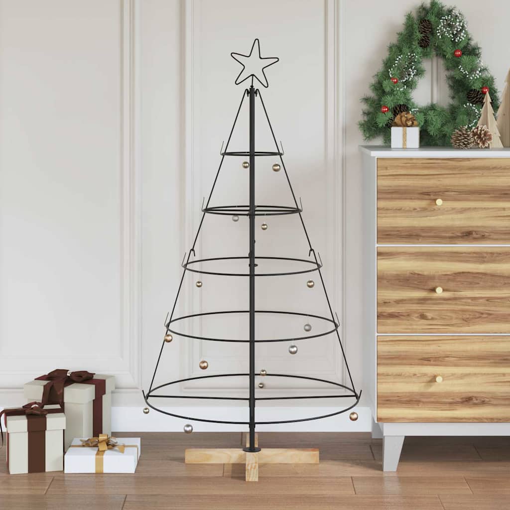 vidaXL Christmas Cone Tree with Stand Black 126 cm Steel 1