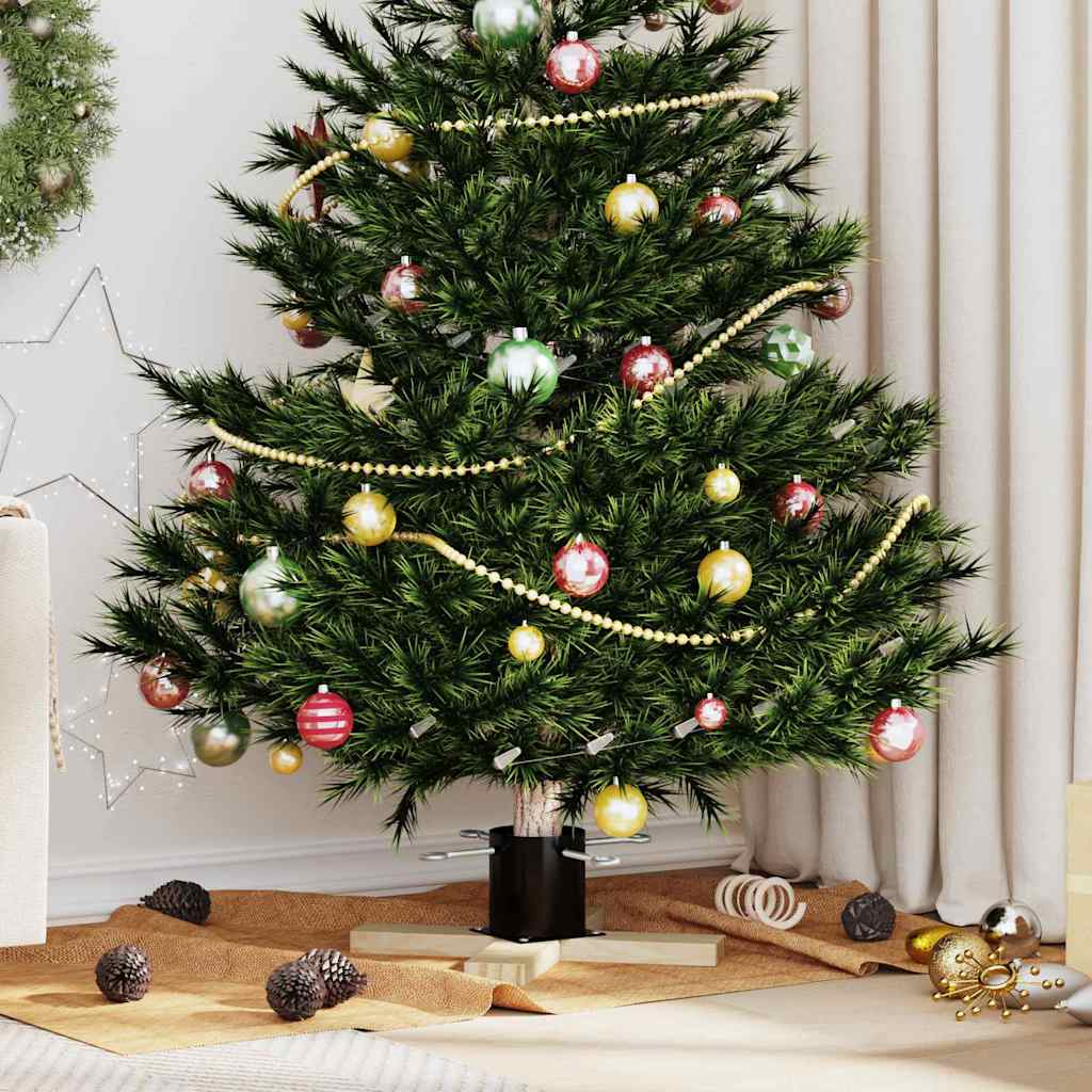 vidaXL Christmas Tree Stand Black 50 x 50 x 16 cm Solid Pine Wood 1
