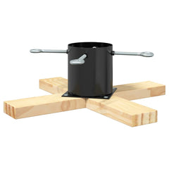 vidaXL Christmas Tree Stand Black 50 x 50 x 16 cm Solid Pine Wood 6