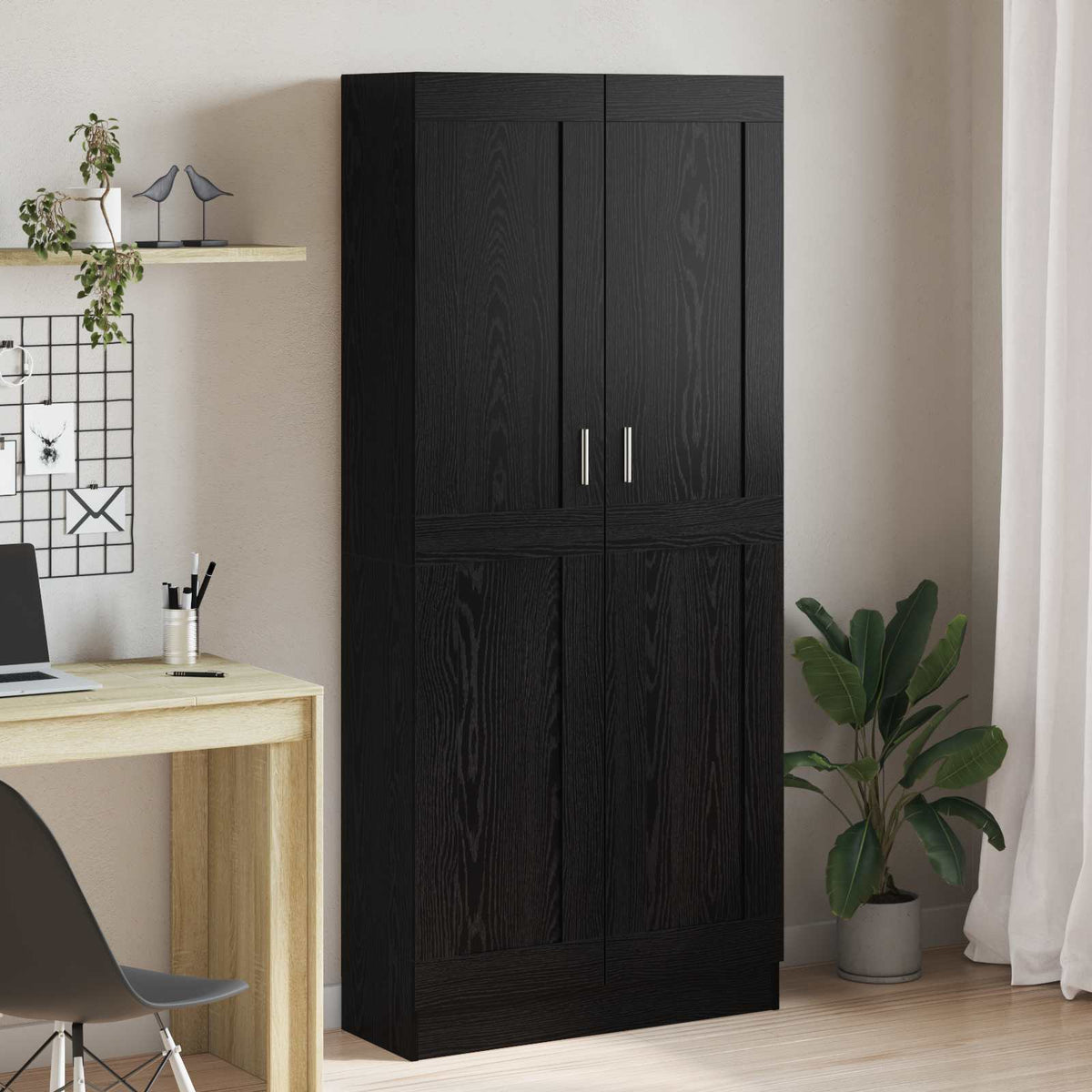 Highboard 82.5x30.5x185 cm Engineered Wood Black oak
