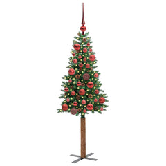 vidaXL Slim Christmas Tree Green 150 cm PVC and Solid Pine wood 3