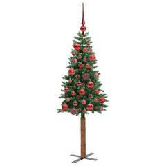 vidaXL Slim Christmas Tree Green 150 cm PVC and Solid Pine wood 4