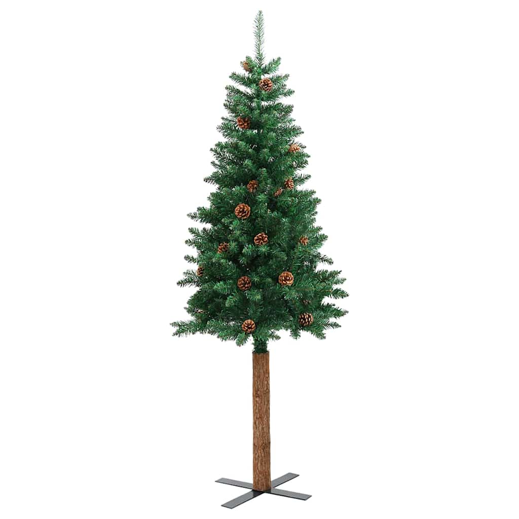 vidaXL Slim Christmas Tree Green 150 cm PVC and Solid Pine wood 5