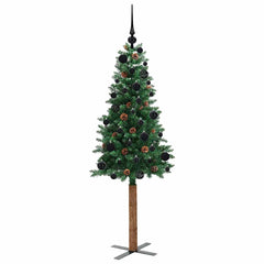vidaXL Slim Christmas Tree Green 150 cm PVC and Solid Pine wood 4