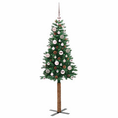 vidaXL Slim Christmas Tree Green 150 cm PVC and Solid Pine wood 3