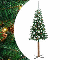 vidaXL Slim Christmas Tree Green 150 cm PVC and Solid Pine wood 2