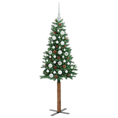 vidaXL Slim Christmas Tree Green 150 cm PVC and Solid Pine wood 3
