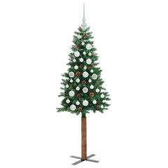 vidaXL Slim Christmas Tree Green 150 cm PVC and Solid Pine wood 4