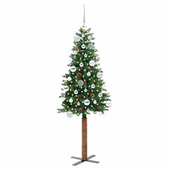 vidaXL Slim Christmas Tree Green 150 cm PVC and Solid Pine wood 3