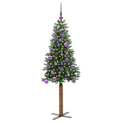 vidaXL Slim Christmas Tree Green 150 cm PVC and Solid Pine wood 3