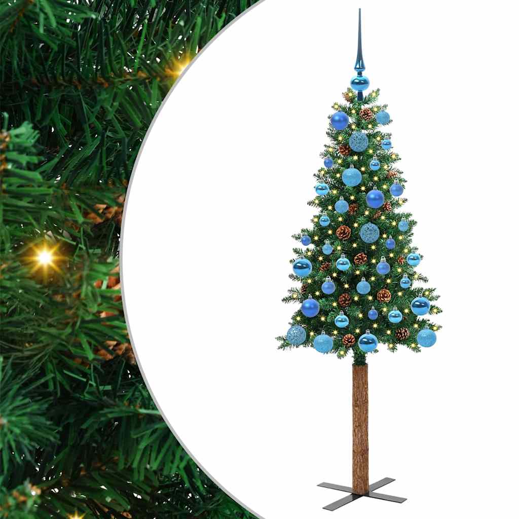 vidaXL Slim Christmas Tree Green 150 cm PVC and Solid Pine wood 2