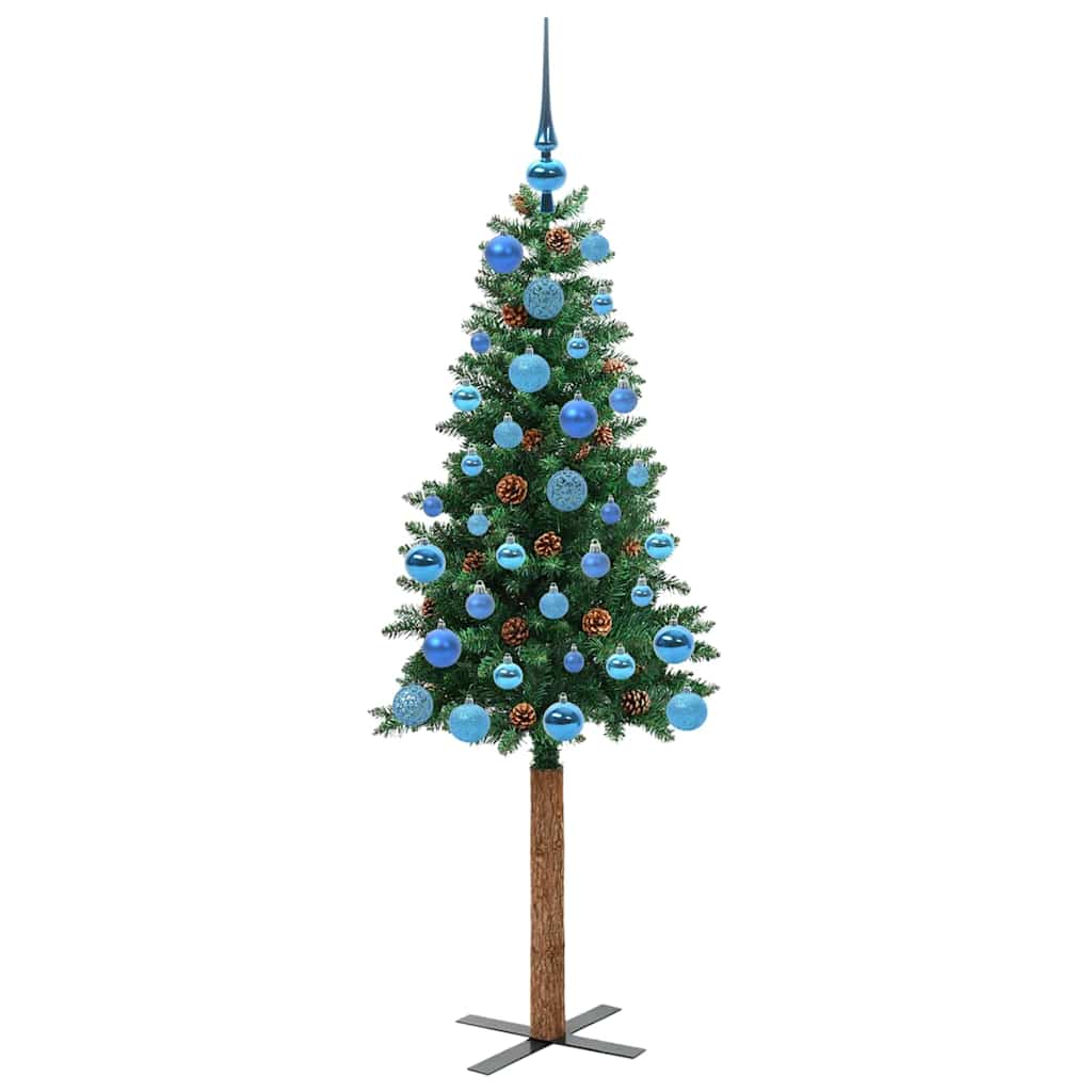 vidaXL Slim Christmas Tree Green 150 cm PVC and Solid Pine wood 4