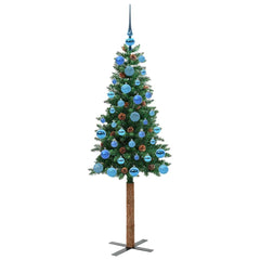 vidaXL Slim Christmas Tree Green 150 cm PVC and Solid Pine wood 4