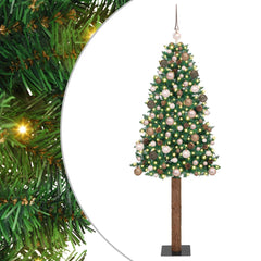 Slim Christmas Tree PVC Solid Pine wood Green rose gold balls