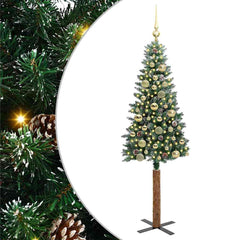 vidaXL Slim Christmas Tree Green 150 cm PVC and Solid Pine wood 2