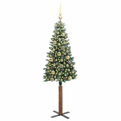 vidaXL Slim Christmas Tree Green 150 cm PVC and Solid Pine wood 3