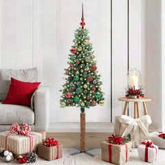 vidaXL Slim Christmas Tree Green 150 cm PVC and Solid Pine wood 1