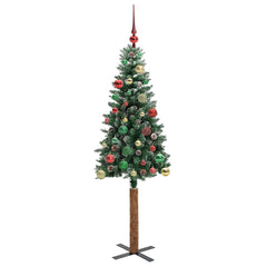 vidaXL Slim Christmas Tree Green 150 cm PVC and Solid Pine wood 6