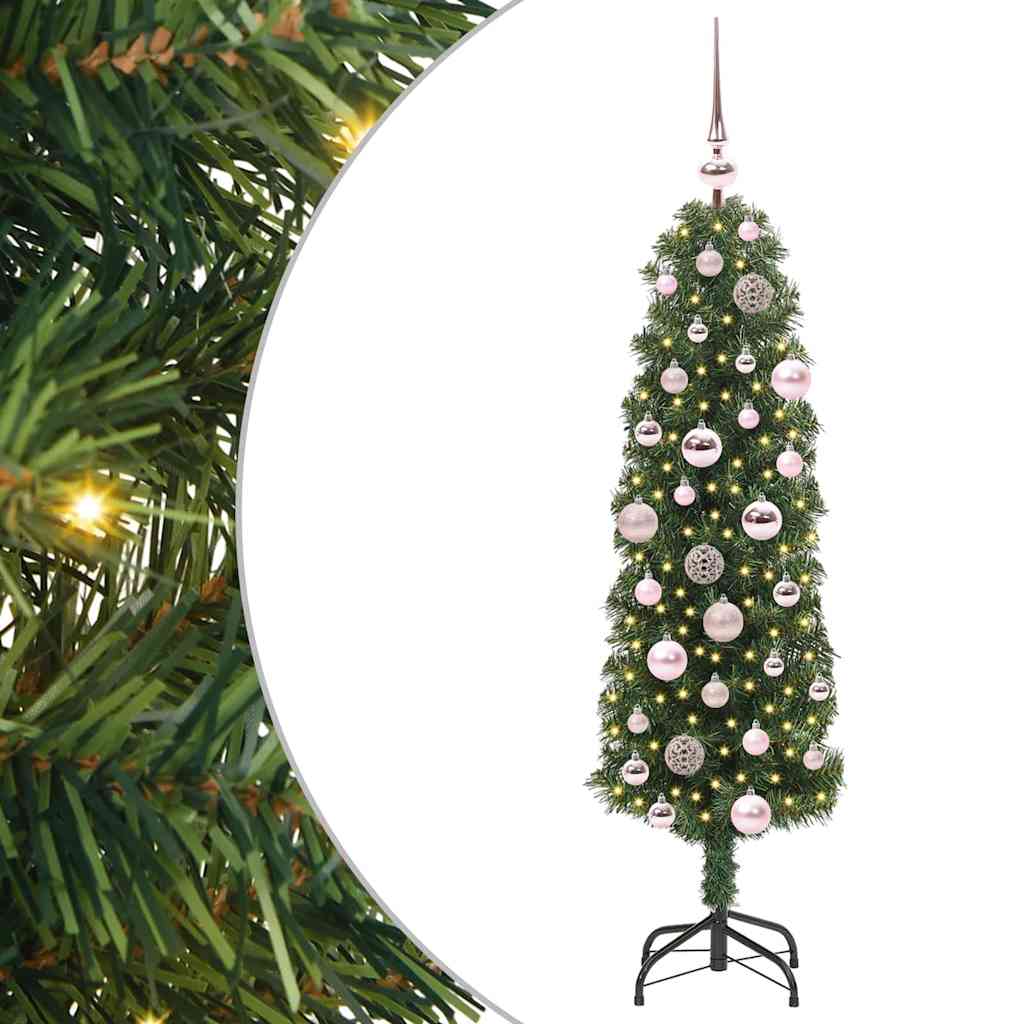 Artificial Christmas Tree Green 120 cm with 150 LEDs & 61 pink balls