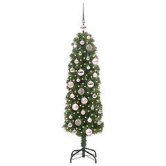 Artificial Christmas Tree Green 120 cm with 150 LEDs & 61 pink balls
