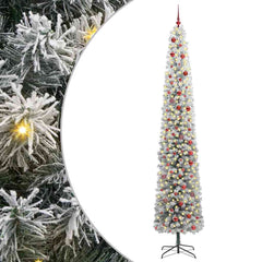 Artificial Christmas Tree Green Green and White 300 cm with 300 LEDs & 120 red balls