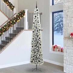 Artificial Christmas Tree Green Green and White 300 cm with 300 LEDs & 120 black balls