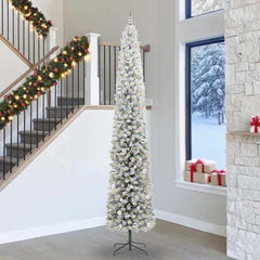 Artificial Christmas Tree Green Green and White 300 cm with 300 LEDs & 120 pink balls