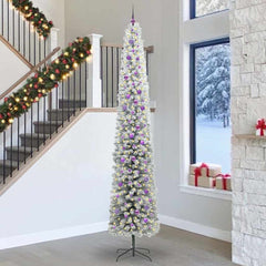 Artificial Christmas Tree Green Green and White 300 cm with 300 LEDs & 120 lilac balls