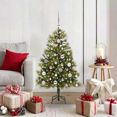 vidaXL Artificial Hinged Christmas Tree with Cones Green 120 cm 1