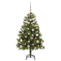 vidaXL Artificial Hinged Christmas Tree with Cones Green 120 cm 4