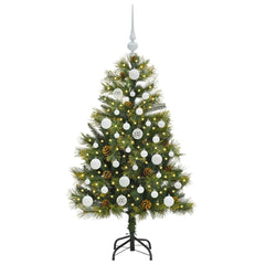 vidaXL Artificial Hinged Christmas Tree with Cones Green 120 cm 3