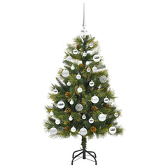 vidaXL Artificial Hinged Christmas Tree with Cones Green 120 cm 4