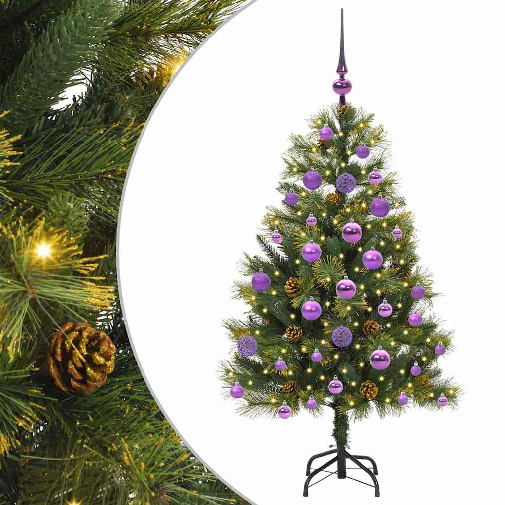 vidaXL Artificial Hinged Christmas Tree with Cones Green 120 cm 2