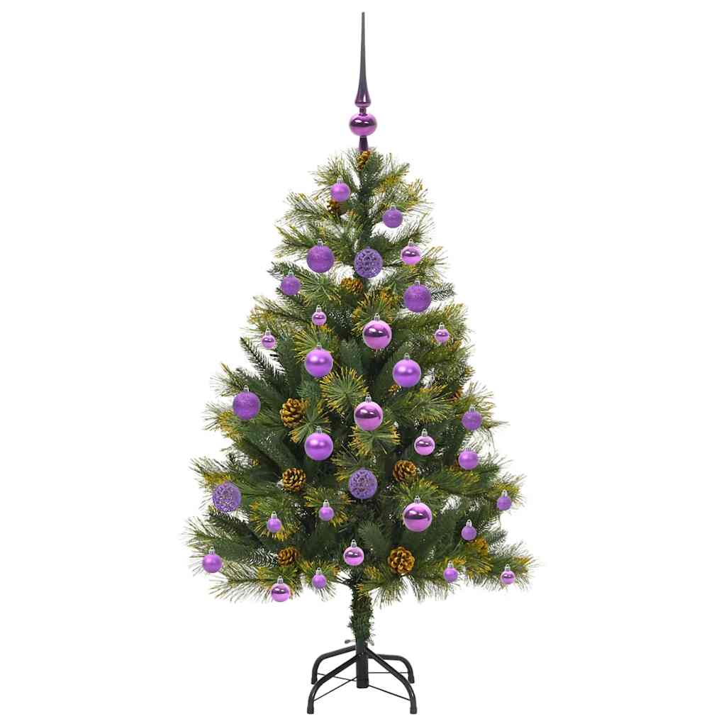 vidaXL Artificial Hinged Christmas Tree with Cones Green 120 cm 4