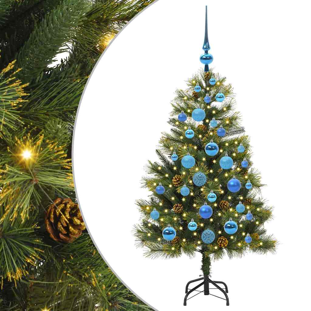 vidaXL Artificial Hinged Christmas Tree with Cones Green 120 cm 2