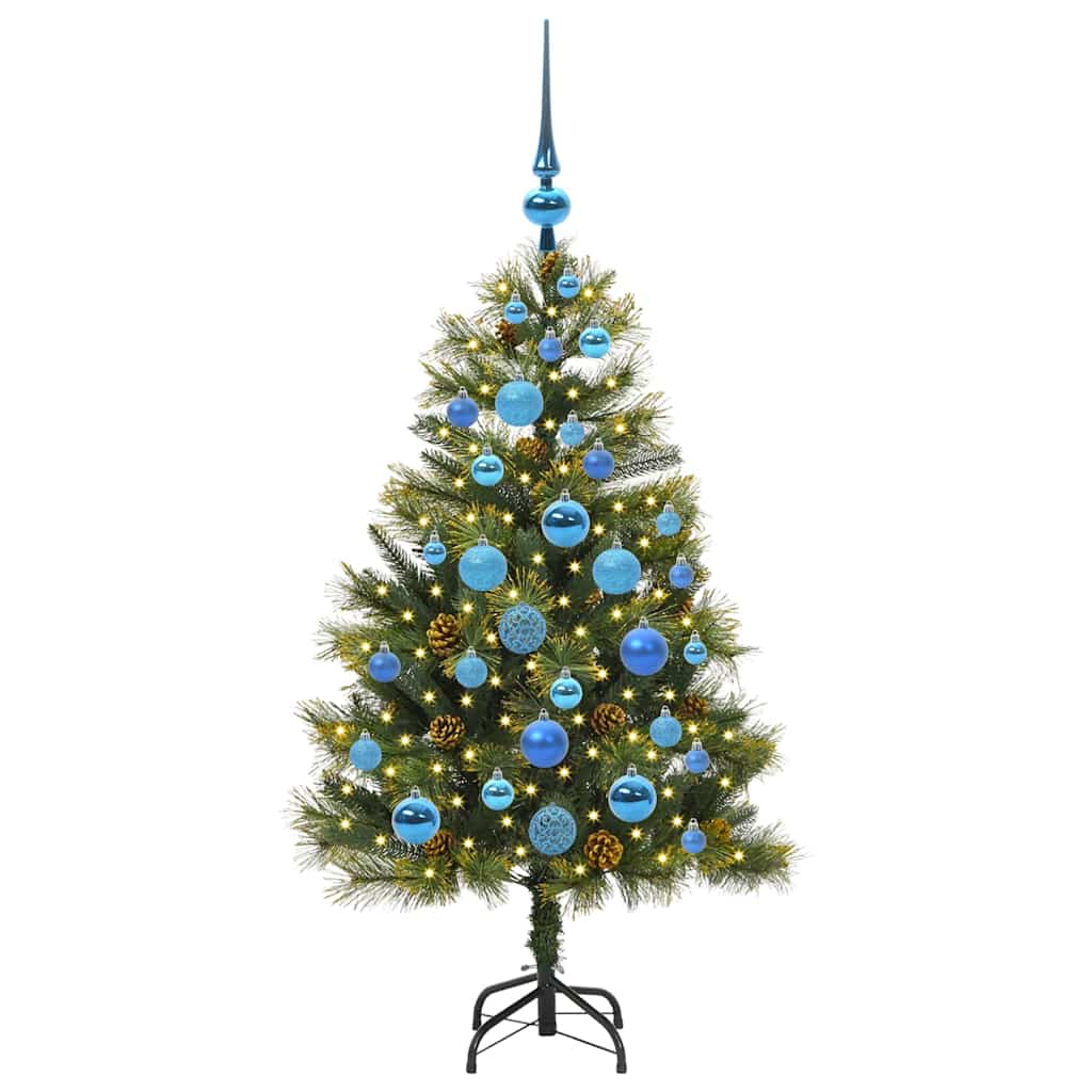 vidaXL Artificial Hinged Christmas Tree with Cones Green 120 cm 3