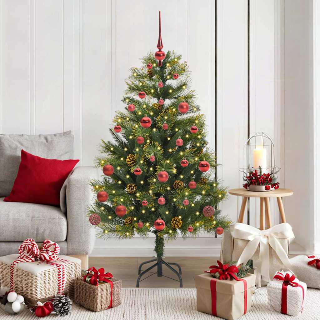 vidaXL Artificial Hinged Christmas Tree with Cones Green 150 cm 1